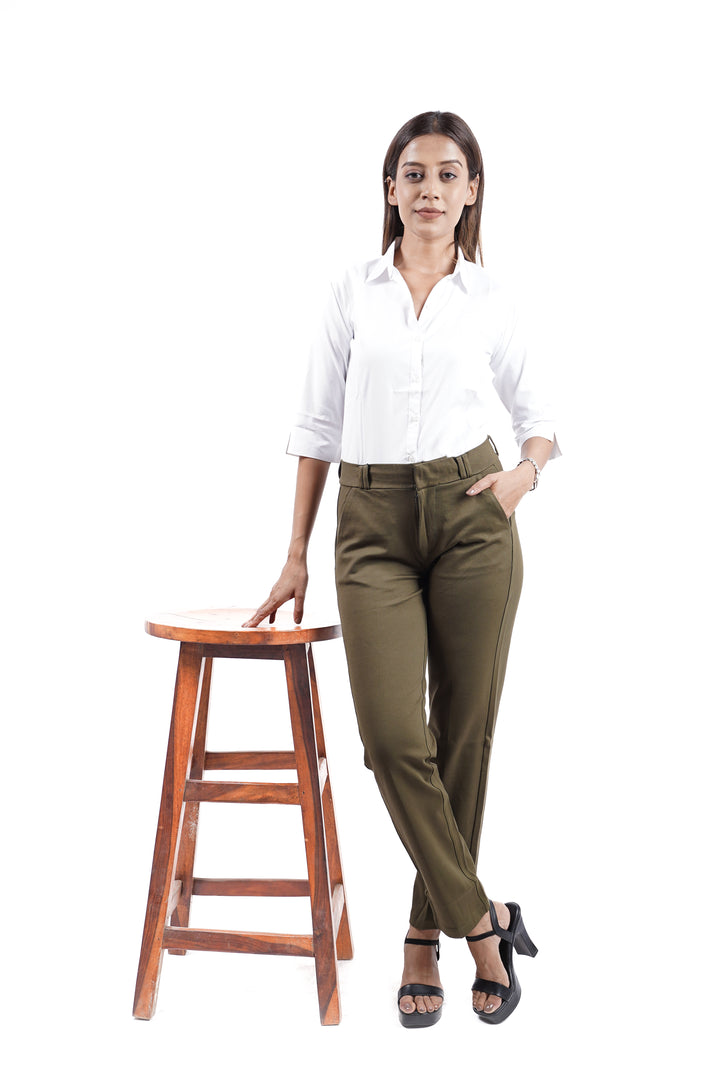 EleganceFit Trousers - Olive green