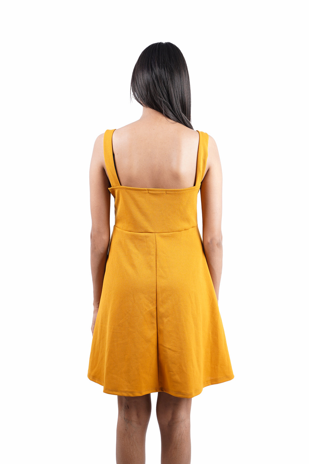 Center Chic Zip-Up Dress- Mustard