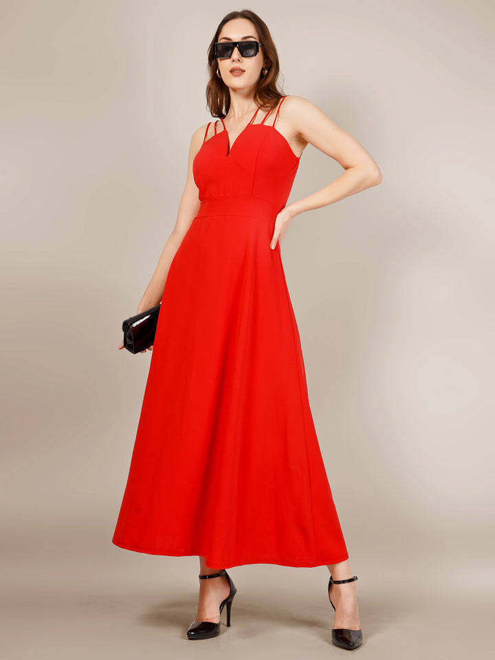 TRIO SRAPPY FLARE MAXI DRESS