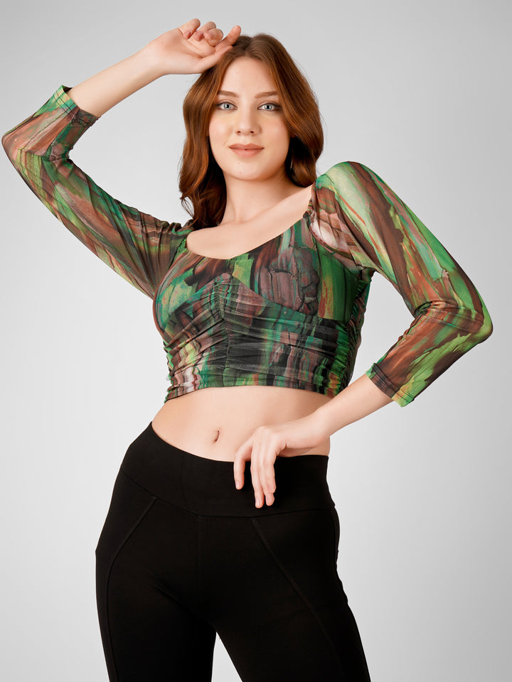 Green Print Top