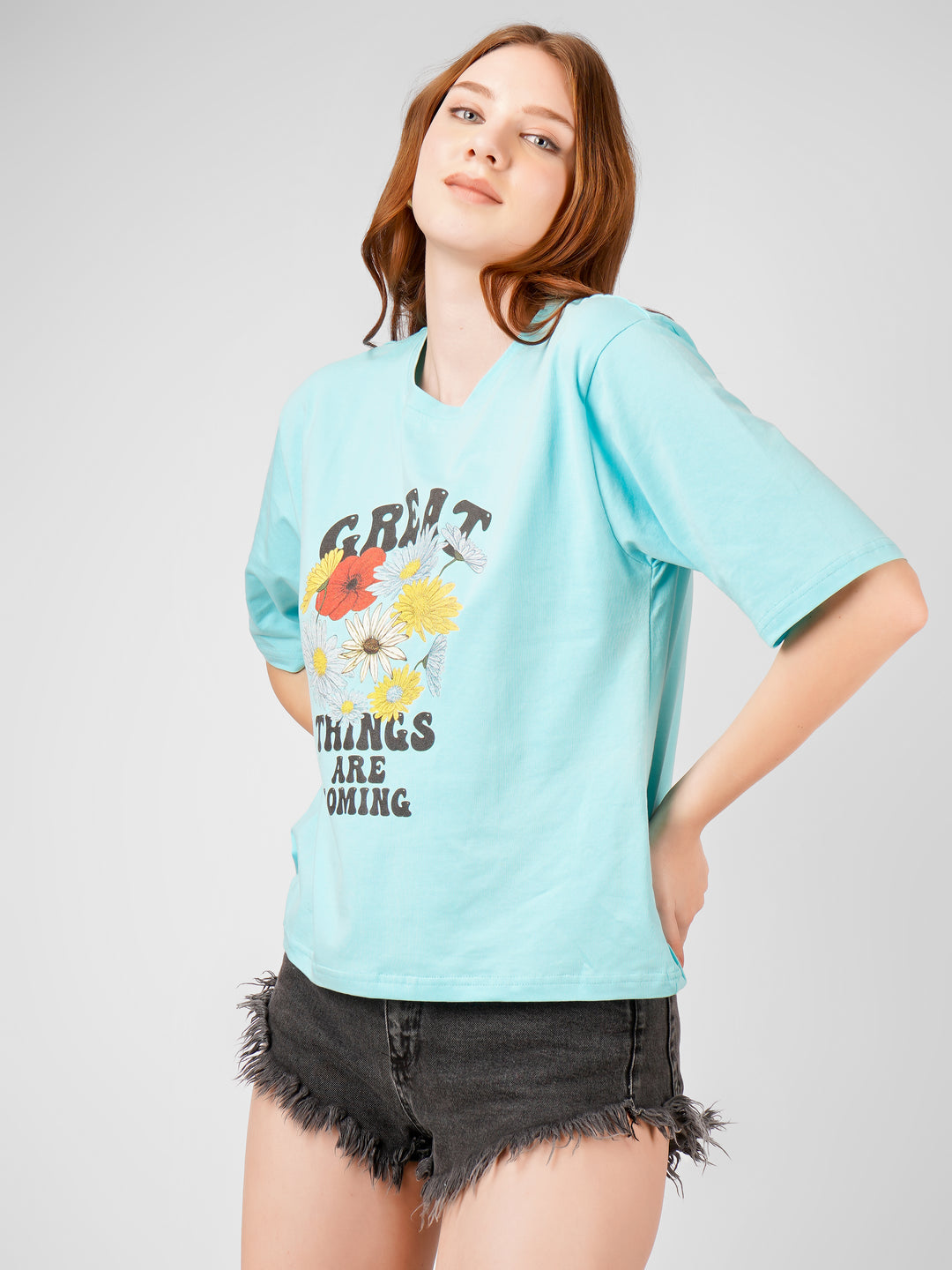 SlouchStyle Tee-Ice Blue