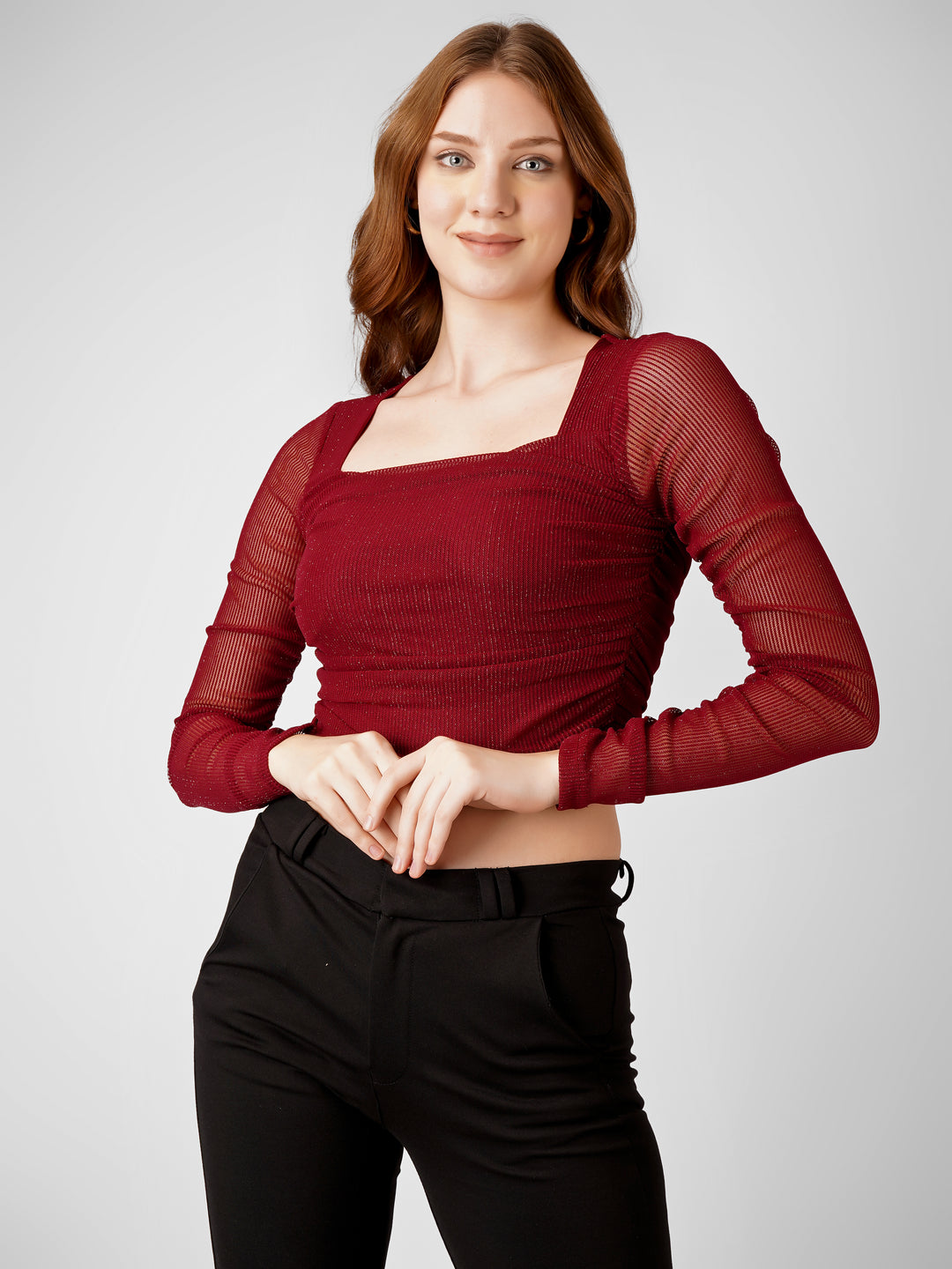 SQUARE NECK POWER NET CROP TOP