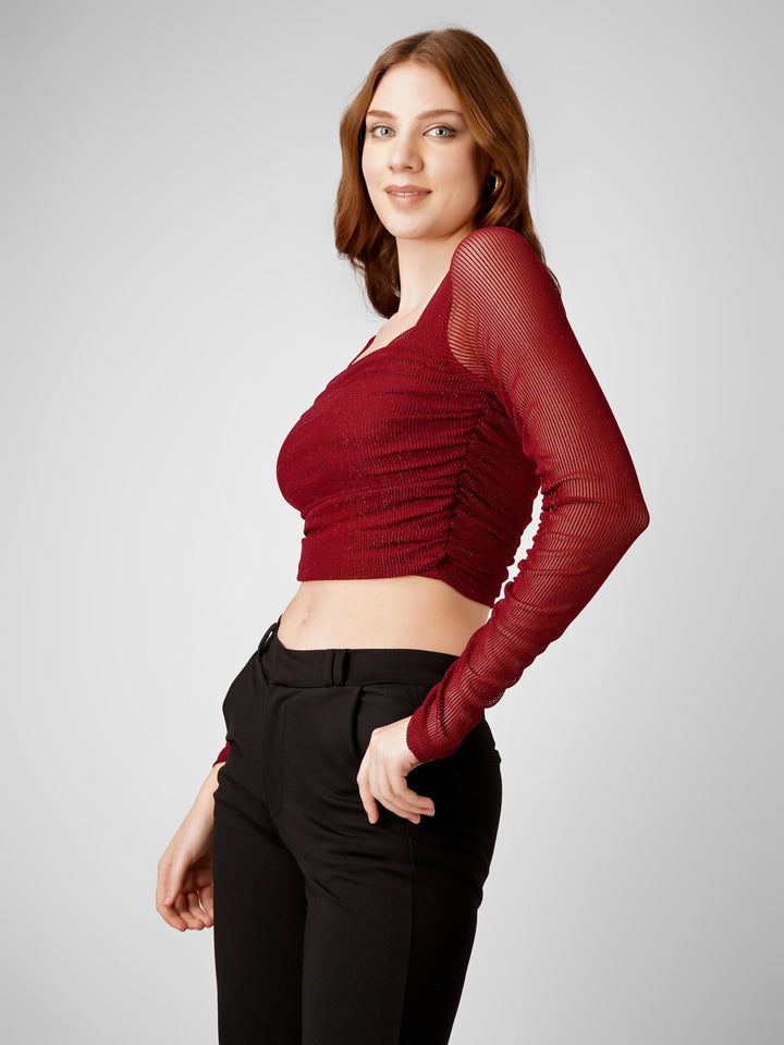 SQUARE NECK POWER NET CROP TOP