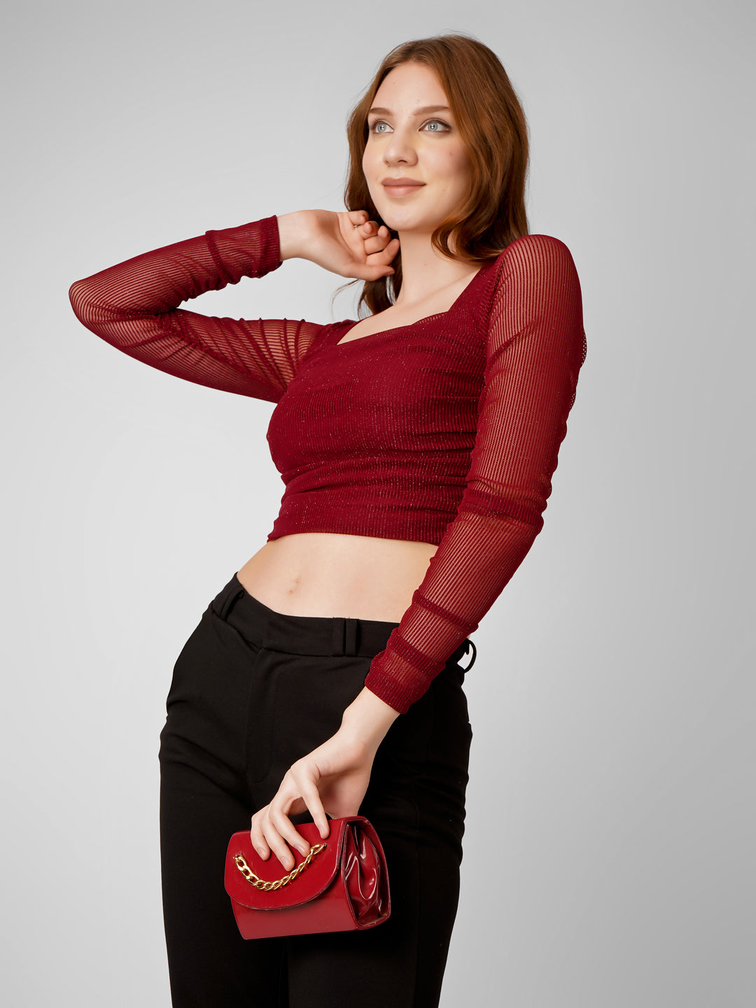 SQUARE NECK POWER NET CROP TOP