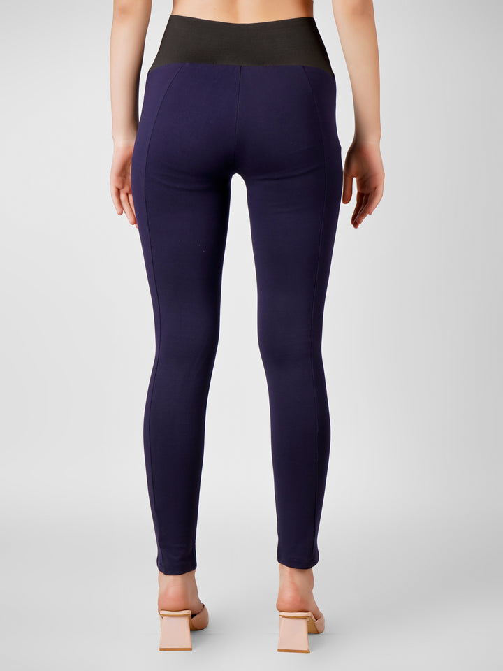 Curve Craft Elastic Jeggings - Navy Blue