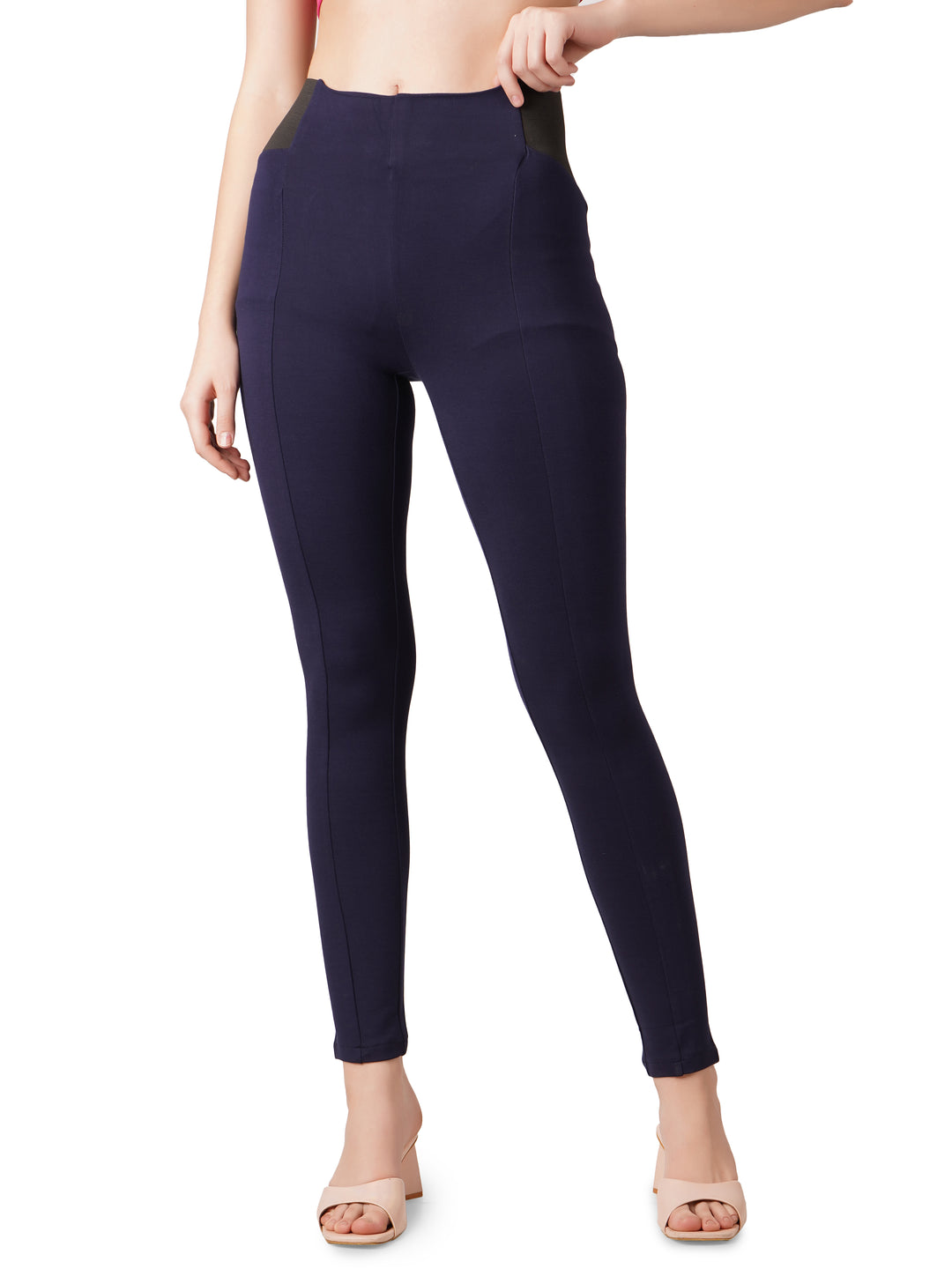 Curve Craft Elastic Jeggings - Navy Blue