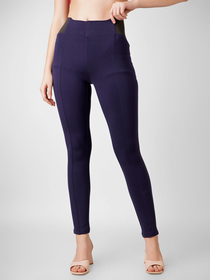 Curve Craft Elastic Jeggings - Navy Blue