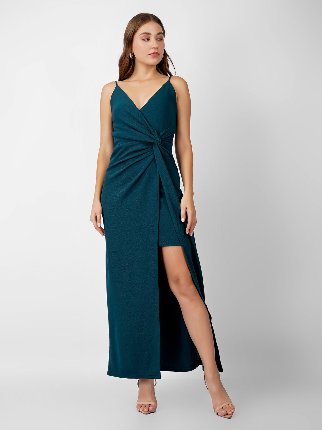 KNOTTED WAIST MAXI DRESS