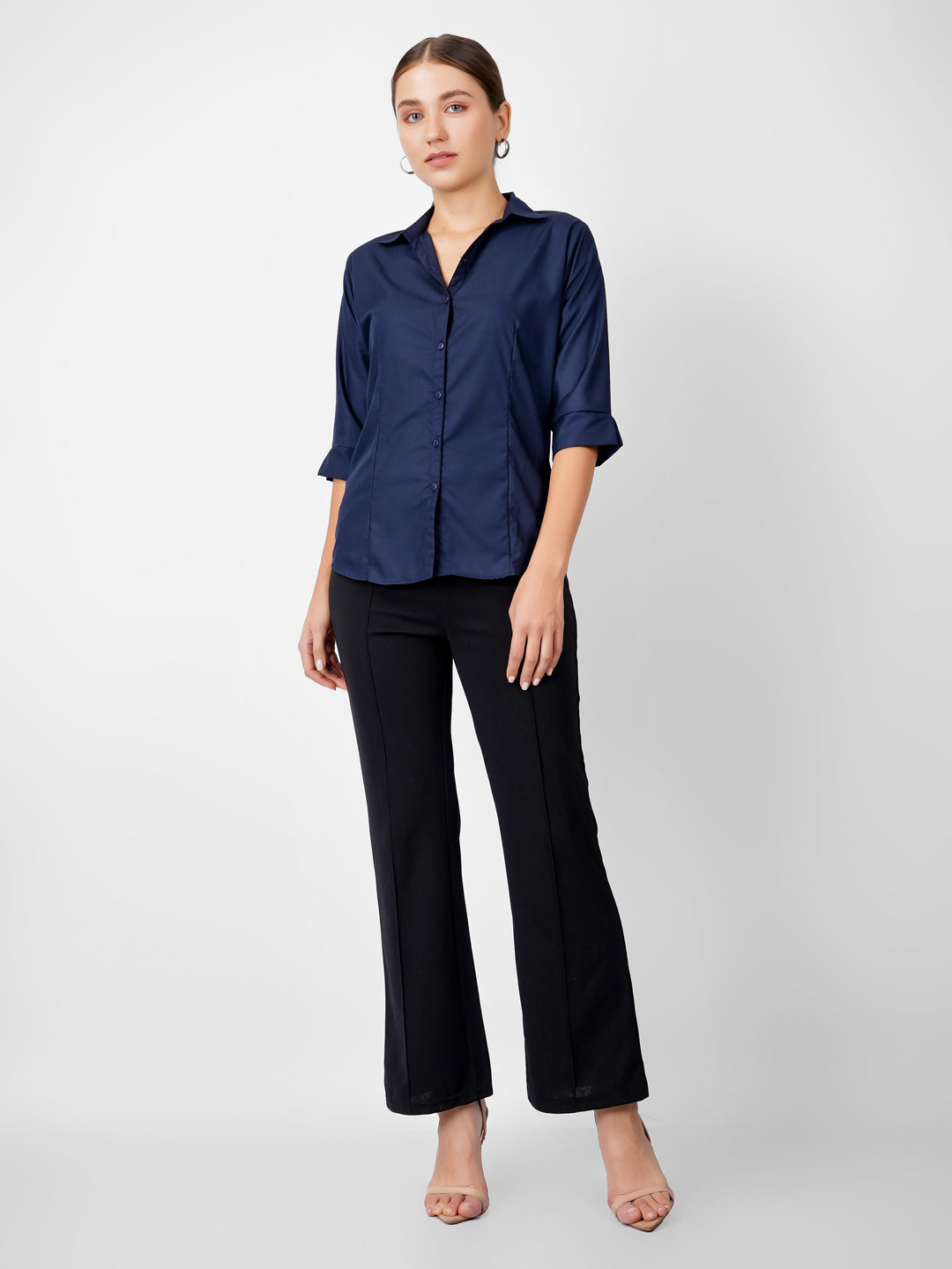 NAVY BLUE CLASSIC COTTON SHIRT PLUS SIZE