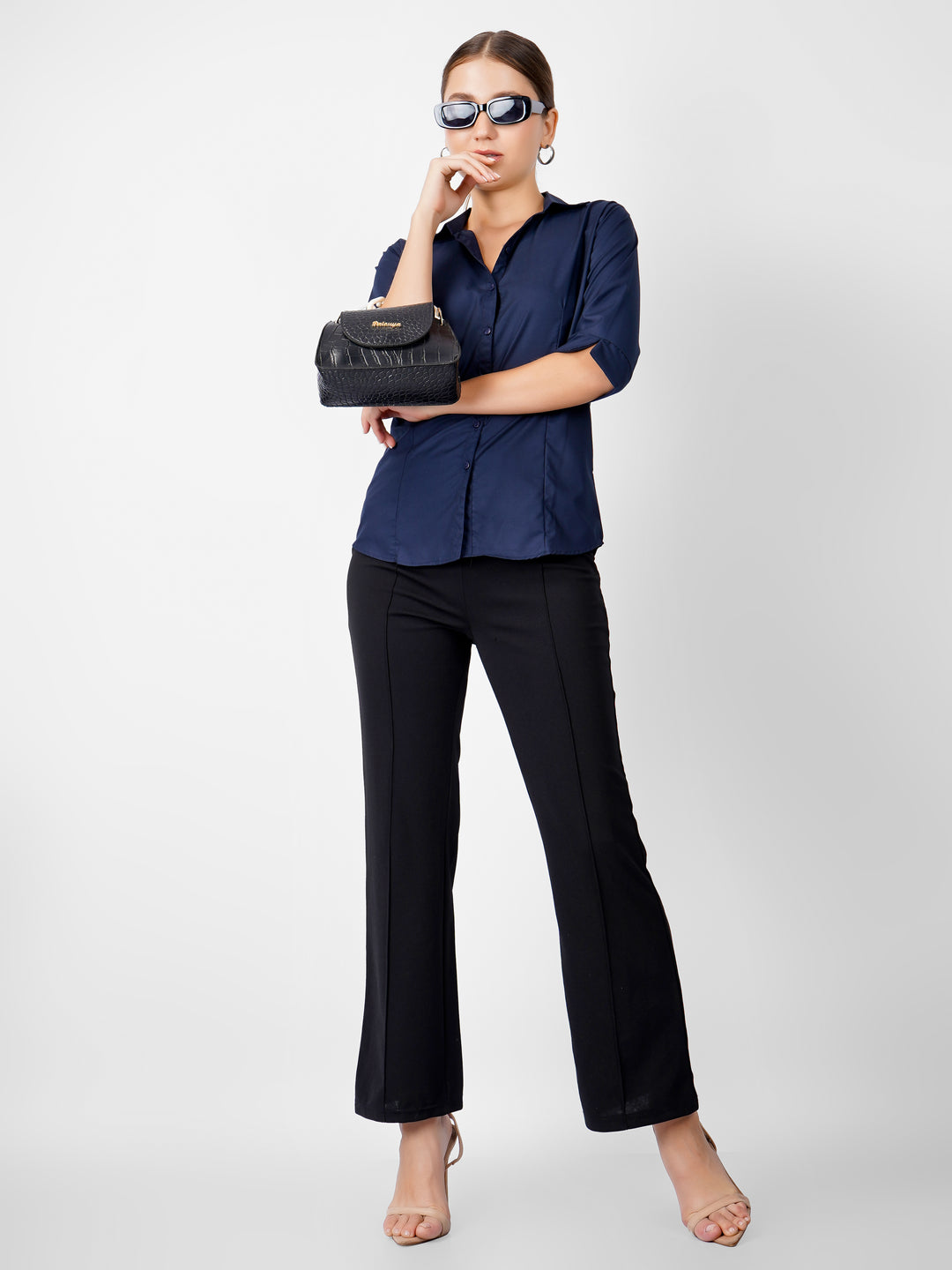 NAVY BLUE CLASSIC COTTON SHIRT PLUS SIZE