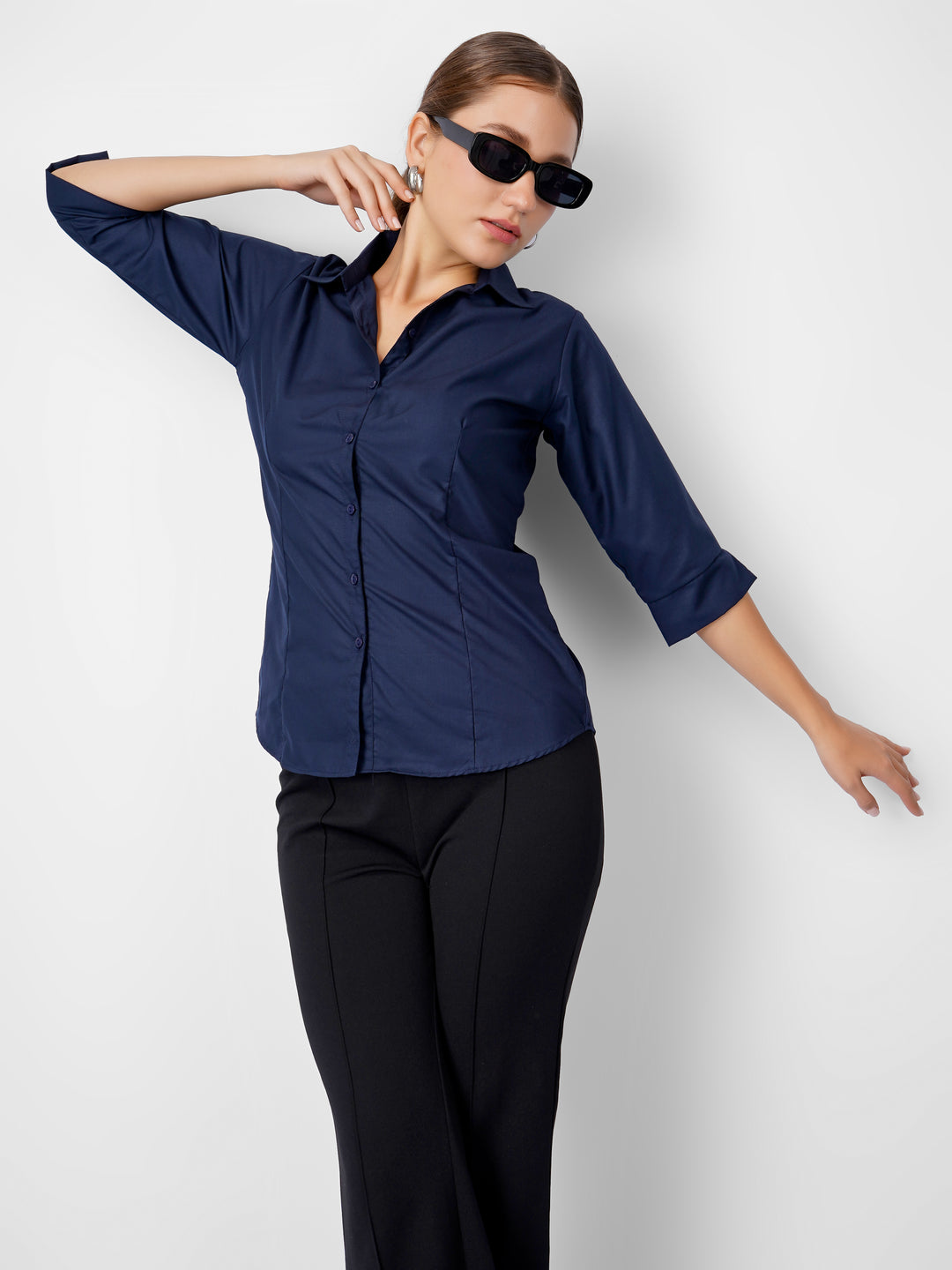 NAVY BLUE CLASSIC COTTON SHIRT PLUS SIZE