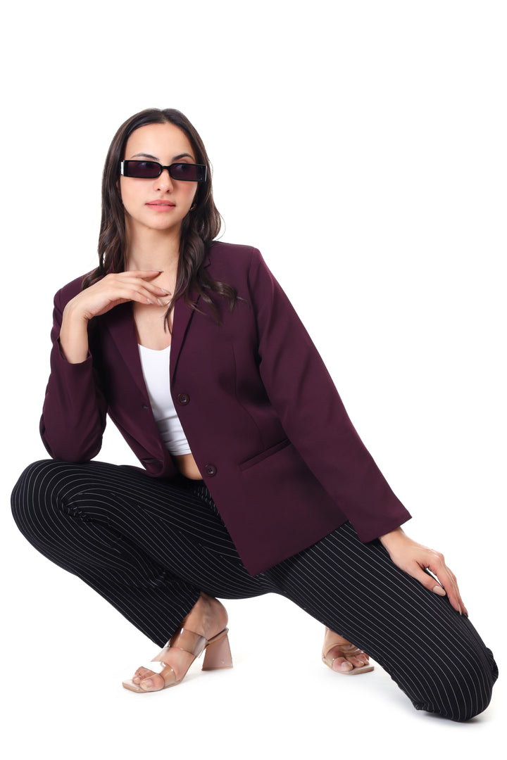 Wine Regular-fit Blazer