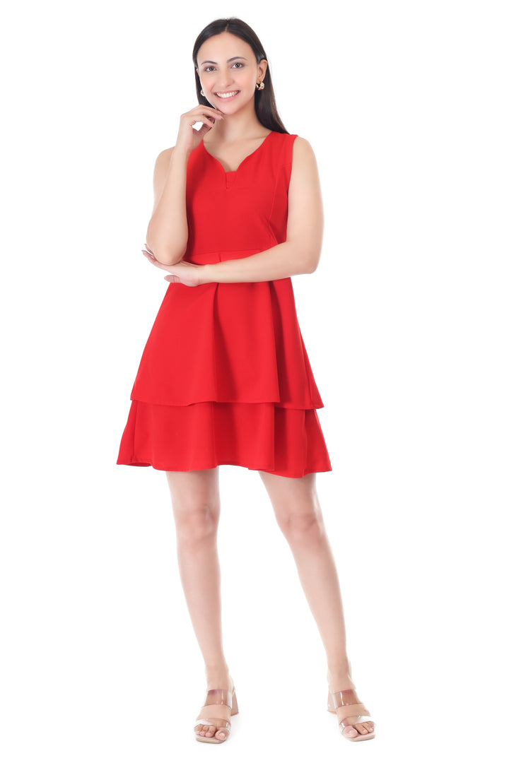 FrillFlaunt Dress - Red