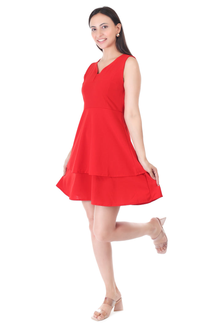 FrillFlaunt Dress - Red