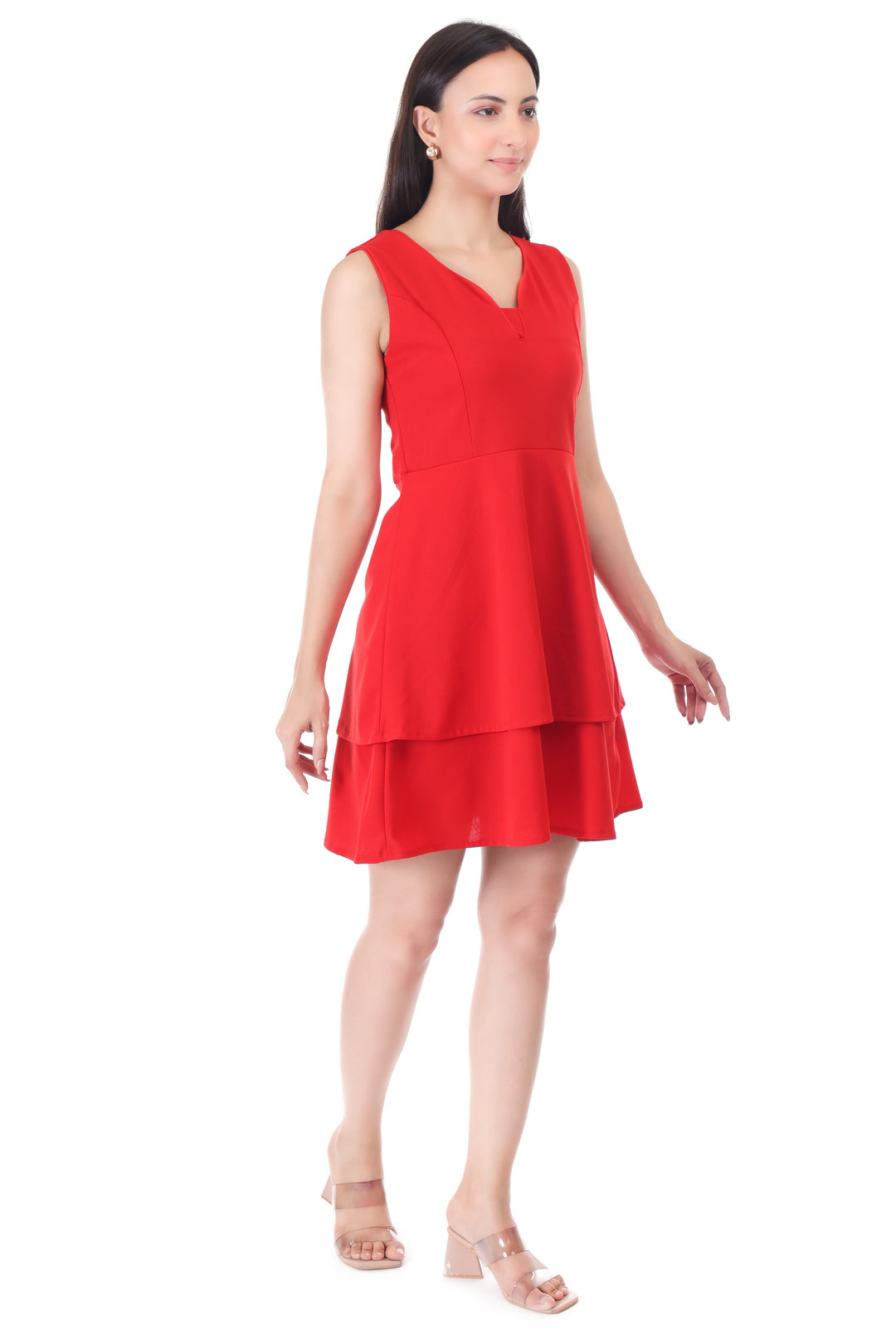 FrillFlaunt Dress - Red