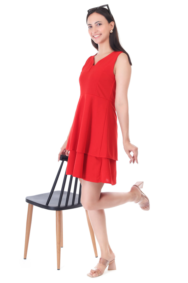 FrillFlaunt Dress - Red