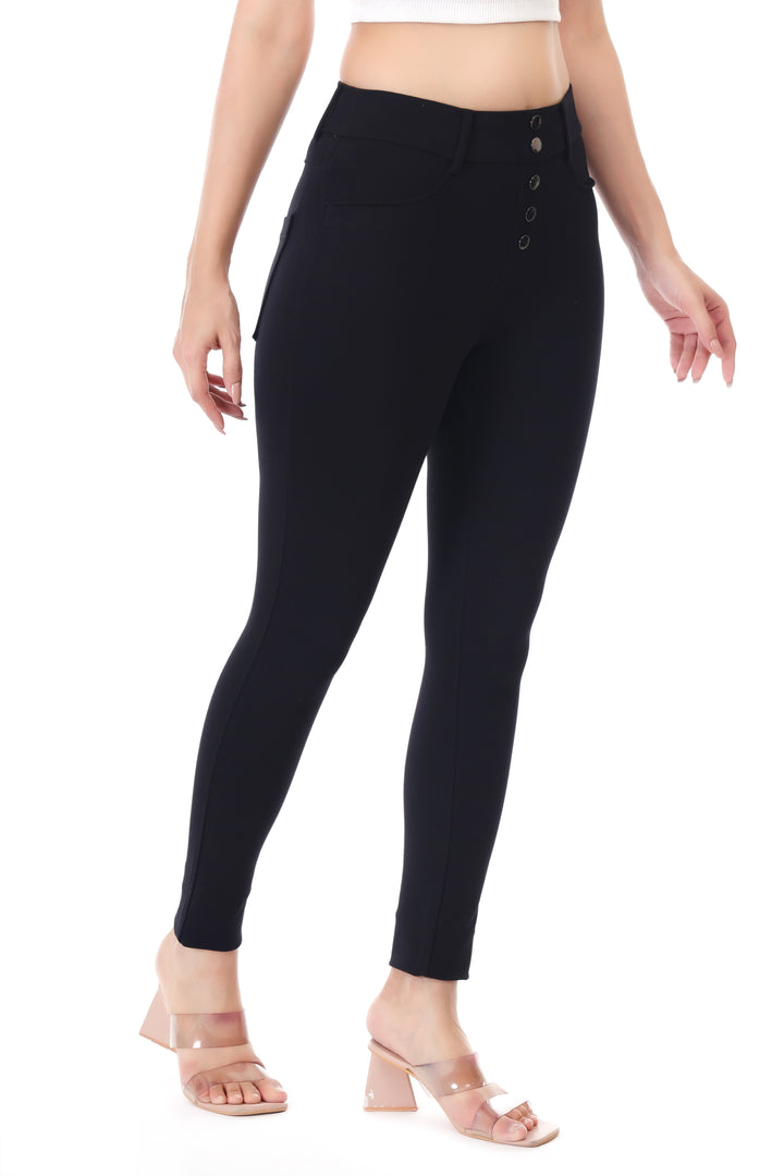 Central Zip Jeggings-Black