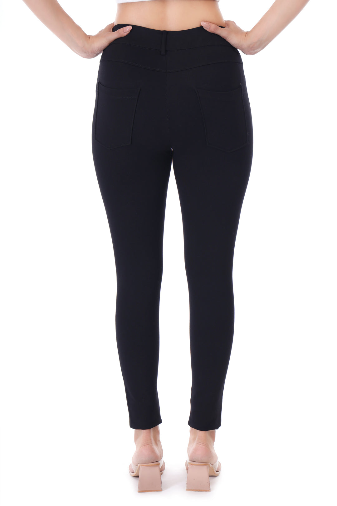 Central Zip Jeggings-Black