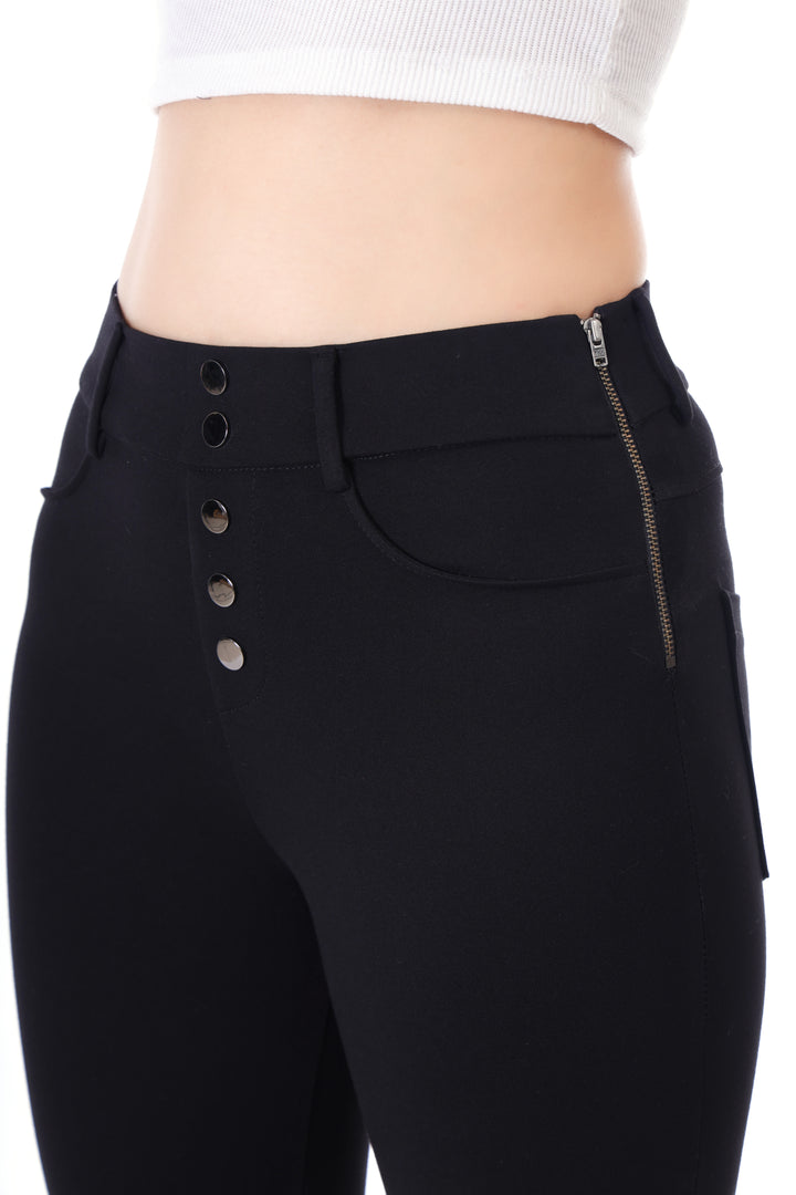 Central Zip Jeggings-Black