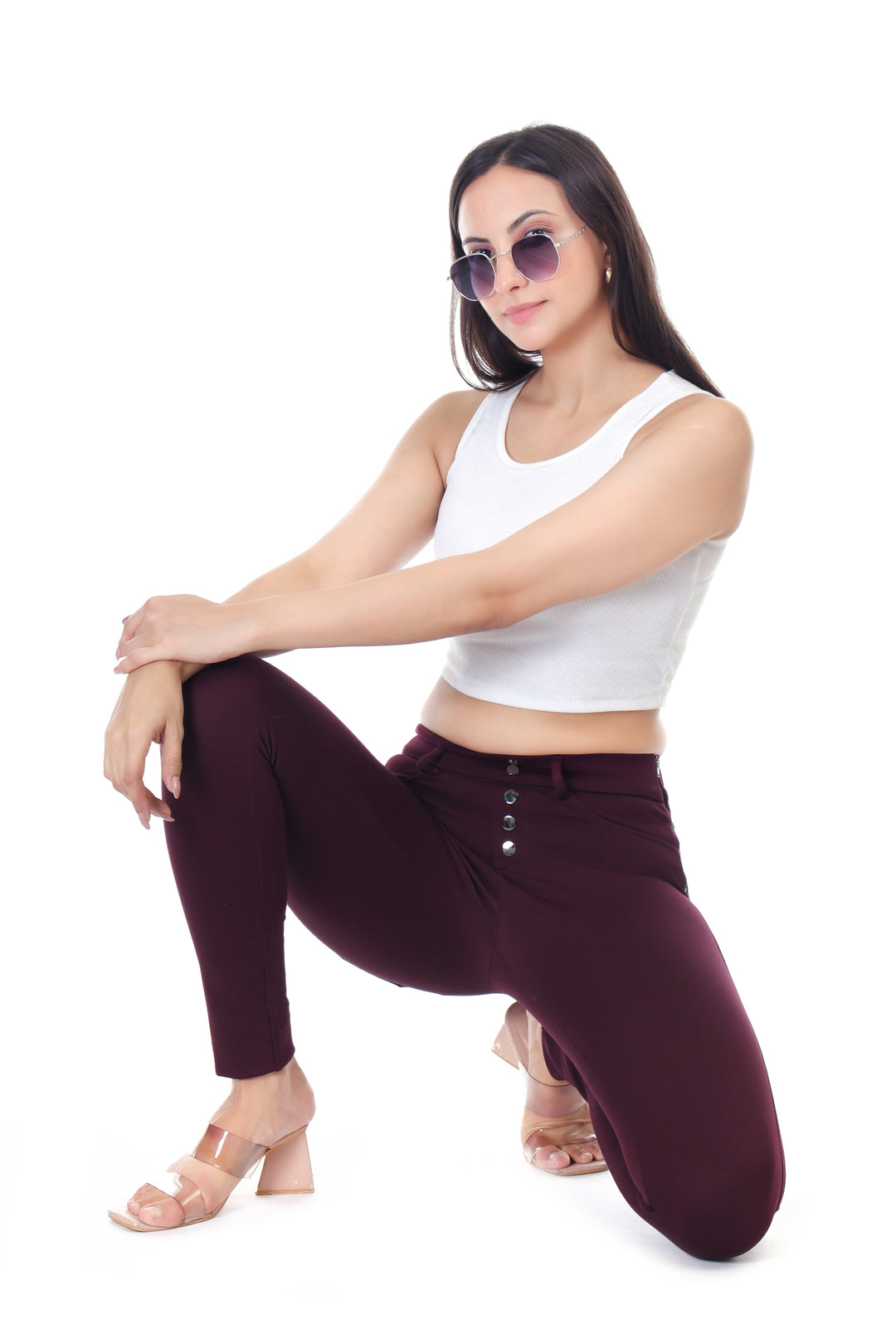 CentralZip Jeggings-Wine