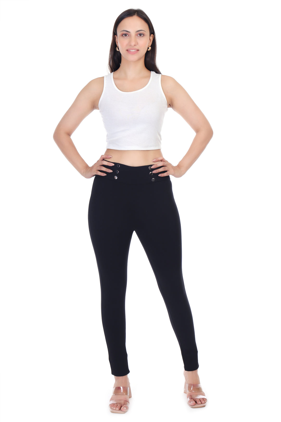 DualButton Jeggings -Black