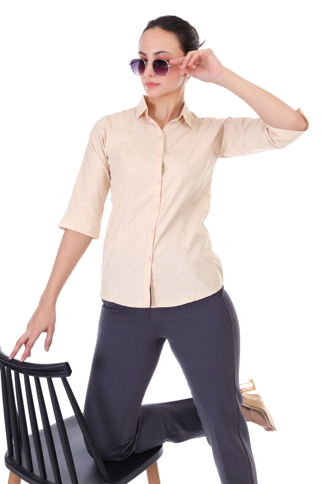 BEIGE CLASSIC COTTON SHIRT PLUS SIZE