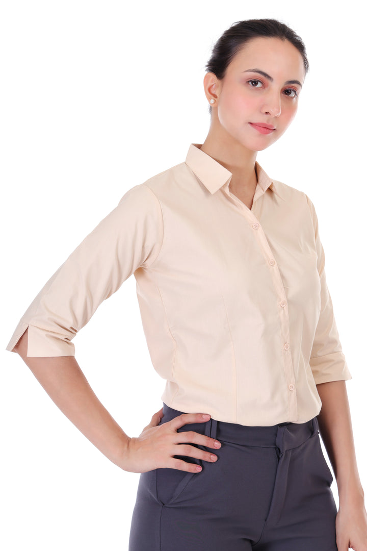 BEIGE CLASSIC COTTON SHIRT