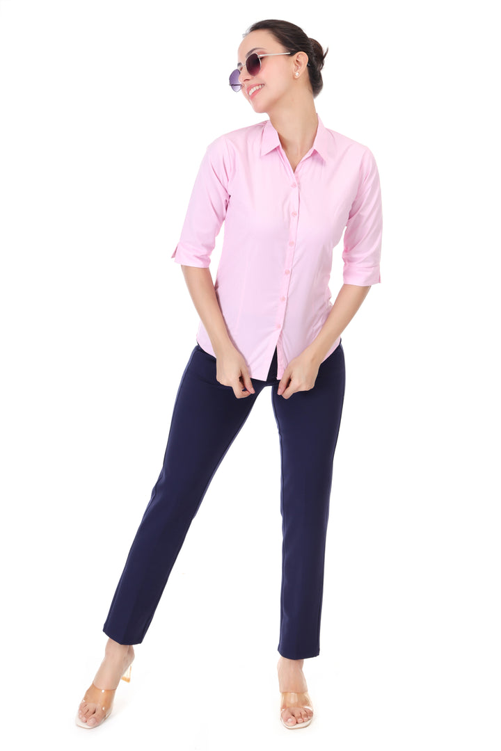 LIGHT PINK CLASSIC COTTON SHIRT PLUS SIZE