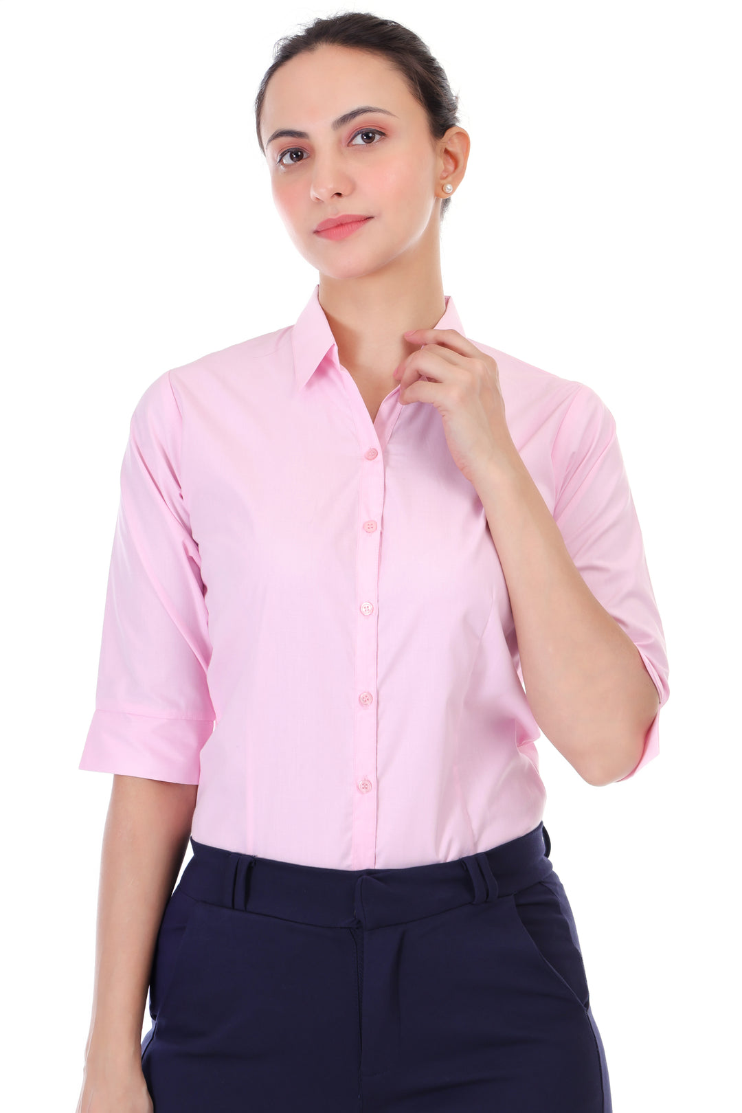 LIGHT PINK CLASSIC COTTON SHIRT PLUS SIZE