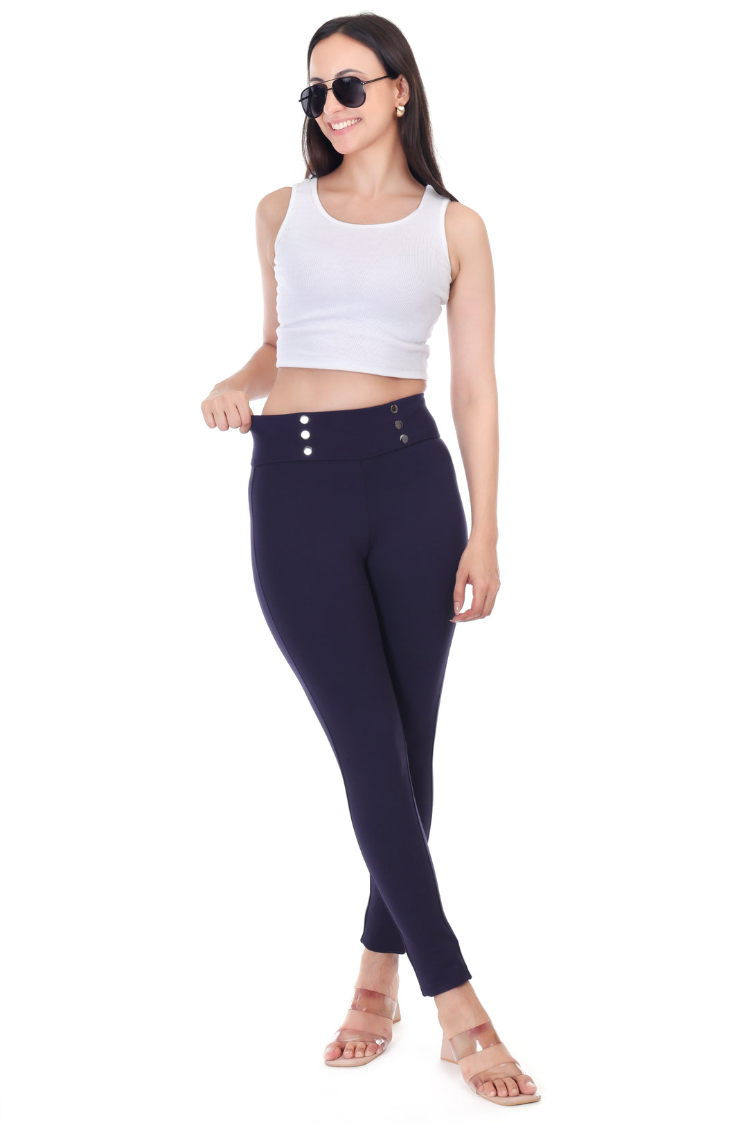 DualButton Jeggings -Blue