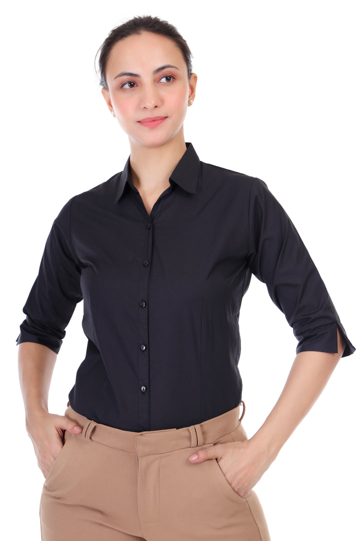 BLACK CLASSIC COTTON SHIRT PLUS SIZE