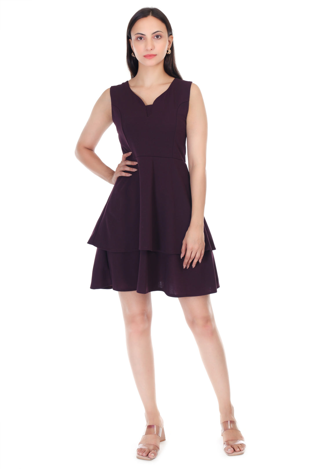 FrillFlaunt Dress-Wine