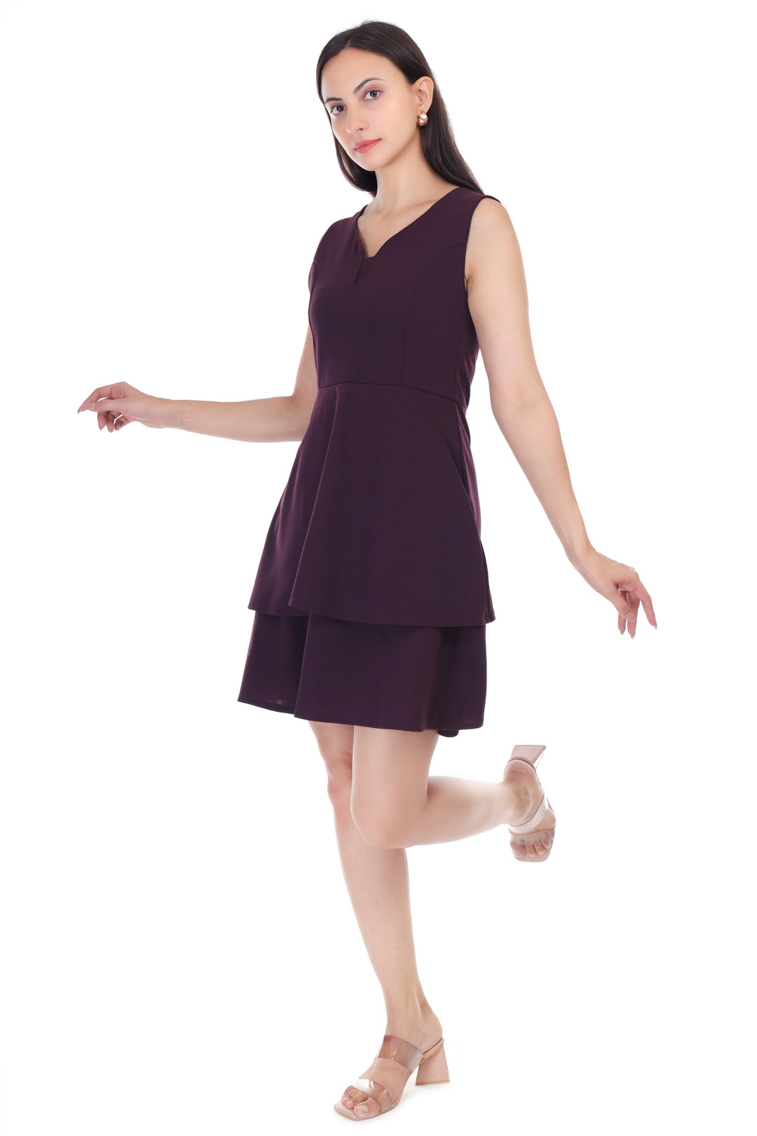 FrillFlaunt Dress-Wine