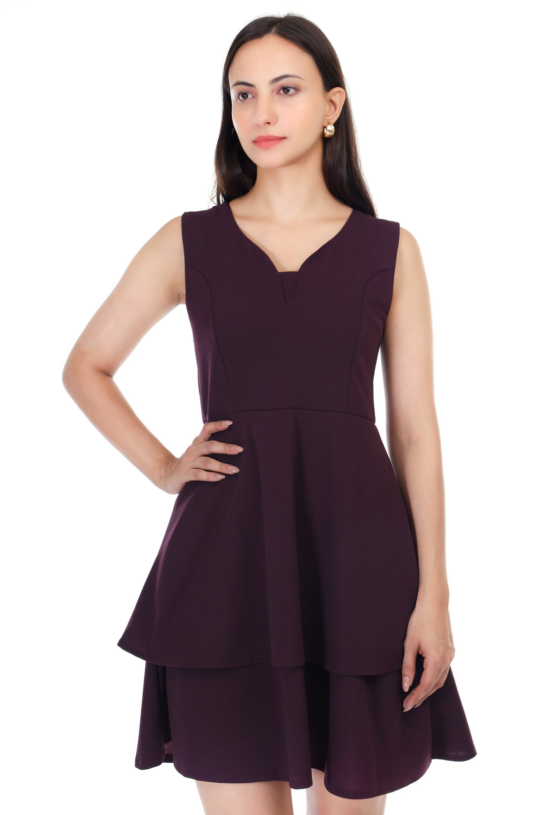 FrillFlaunt Dress-Wine