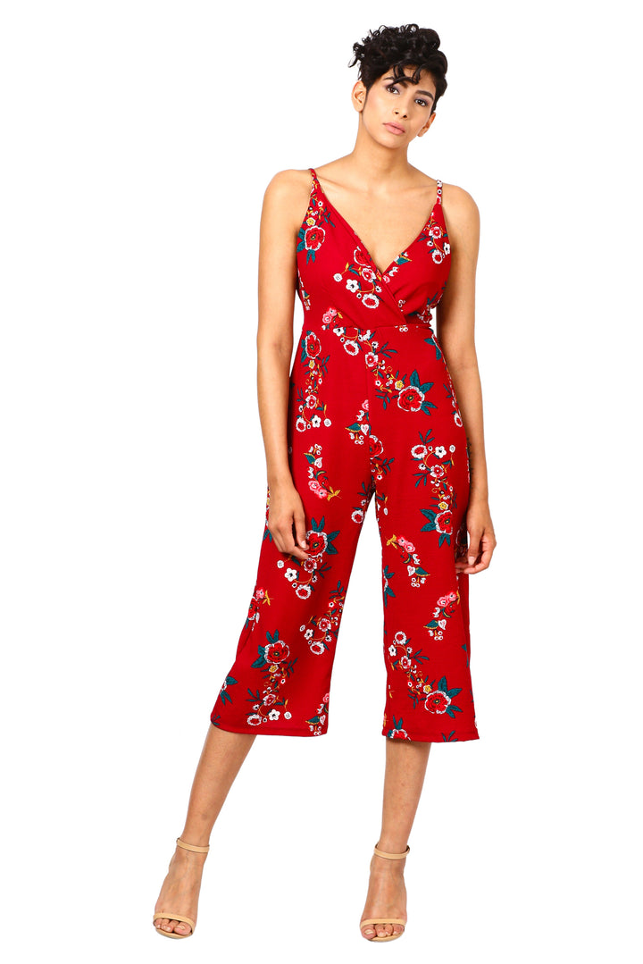 Flower Print Design Jumpsuit