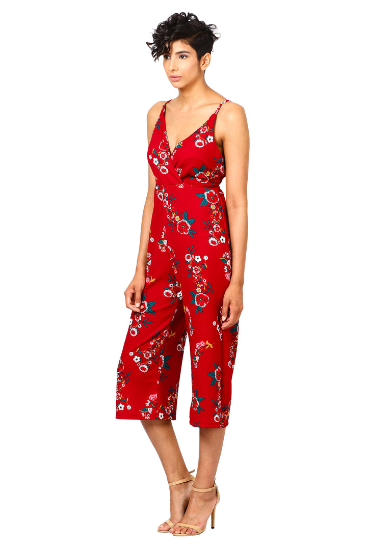 Flower Print Design Jumpsuit