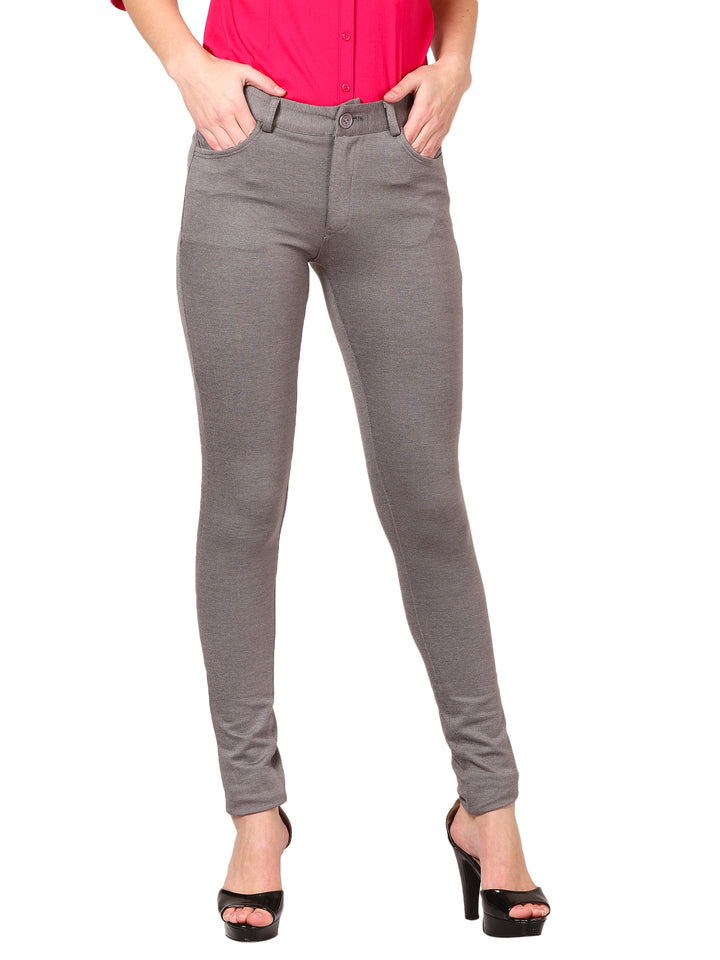 Sleek High-Waist Trousers- light grey