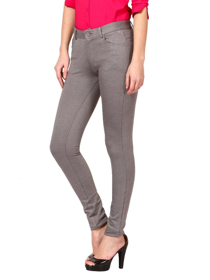 Sleek High-Waist Trousers- light grey