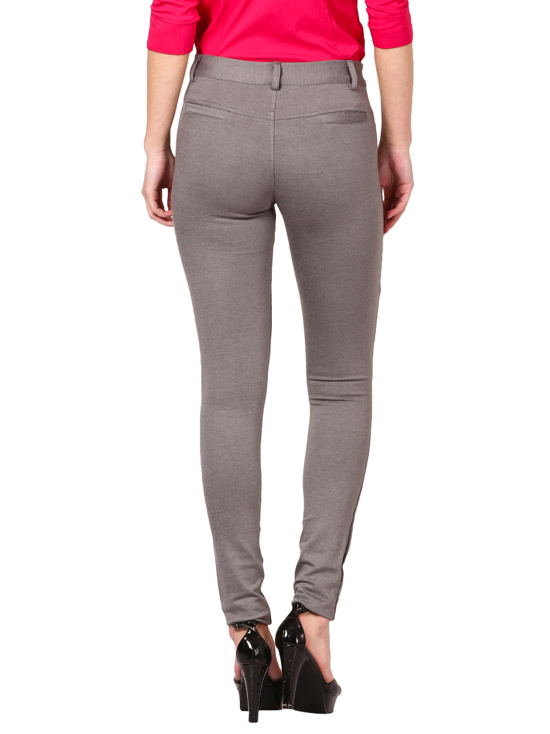 Sleek High-Waist Trousers- light grey