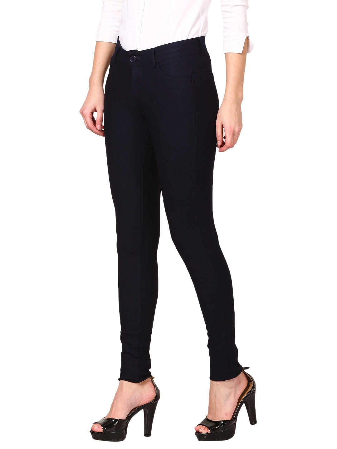 Sleek High-Waist Trousers- Black