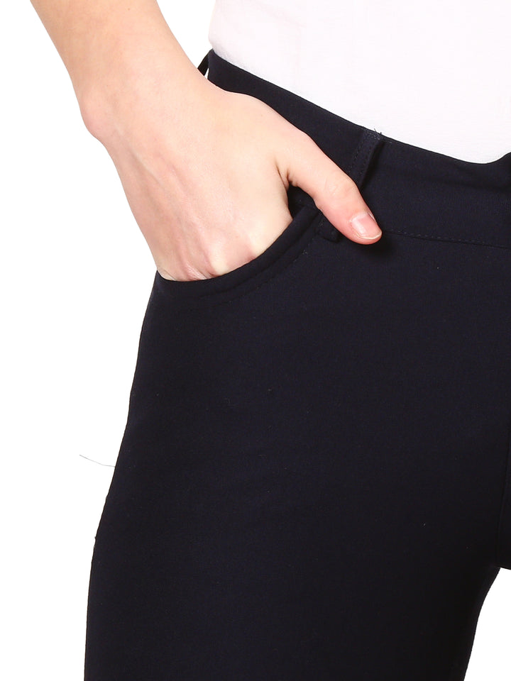 Sleek High-Waist Trousers- Black