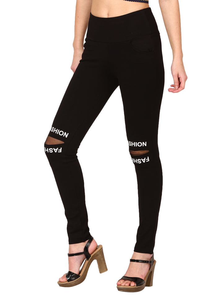 Dynamic Cutout Jeggings - black