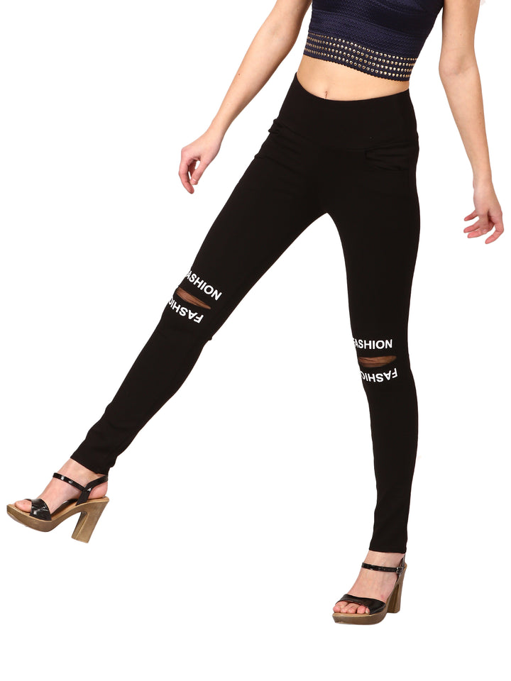 Dynamic Cutout Jeggings - black