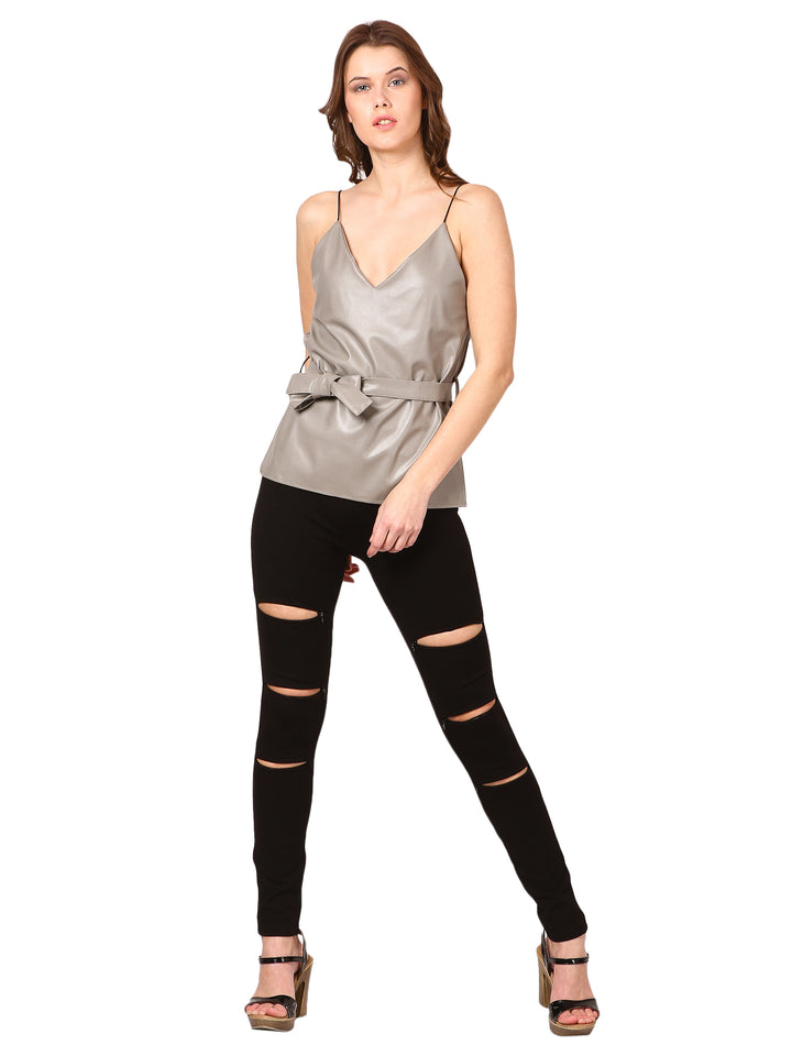 Black Distressed Knee Jeggings