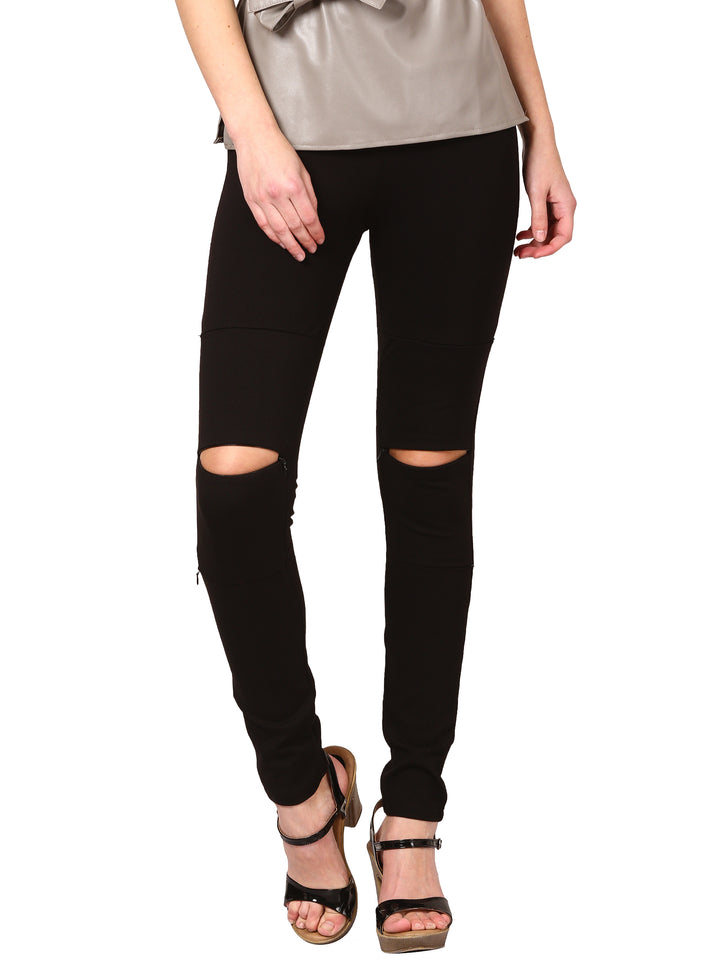 Black Distressed Knee Jeggings