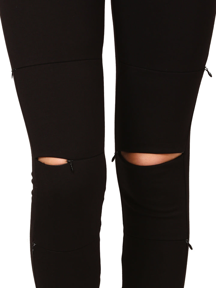 Black Distressed Knee Jeggings