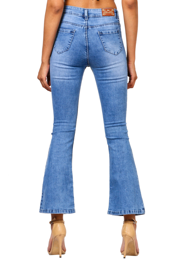 Rugged Single Button Mid-Waist Jeans