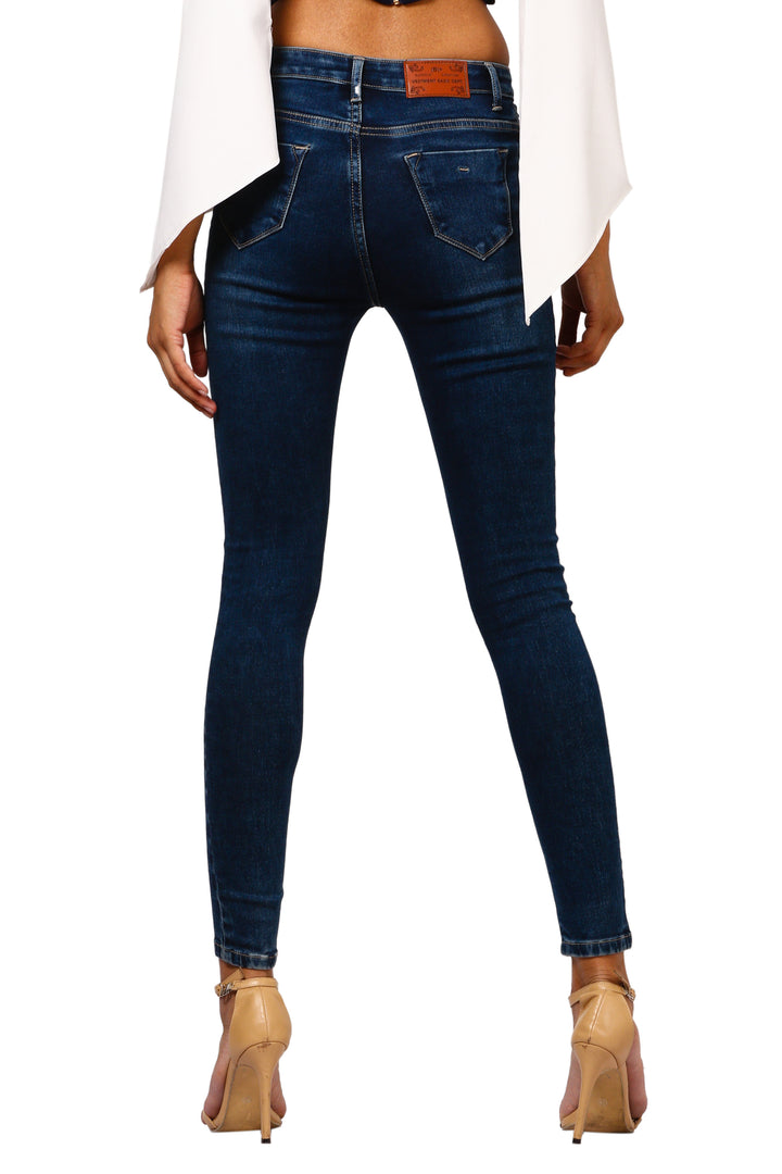 Single Button Mid-Waist Jeans